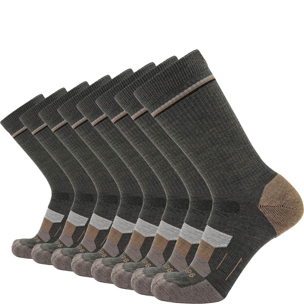GRIP6 8 Pairs Cabin Hike Crew lightweight merino wool socks