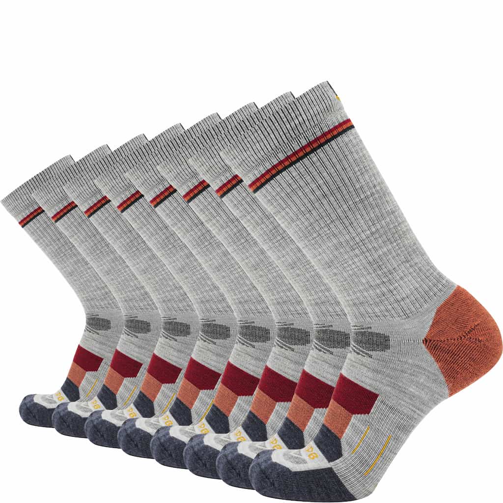 GRIP6 8 Pairs Campfire Hike Crew lightweight merino wool socks