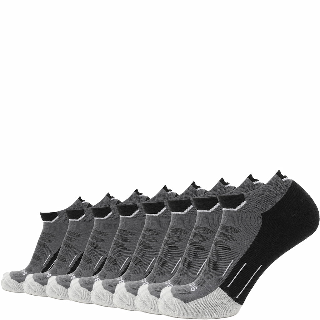 GRIP6 8 Pairs Obsidian Run Ankle midweight merino wool socks