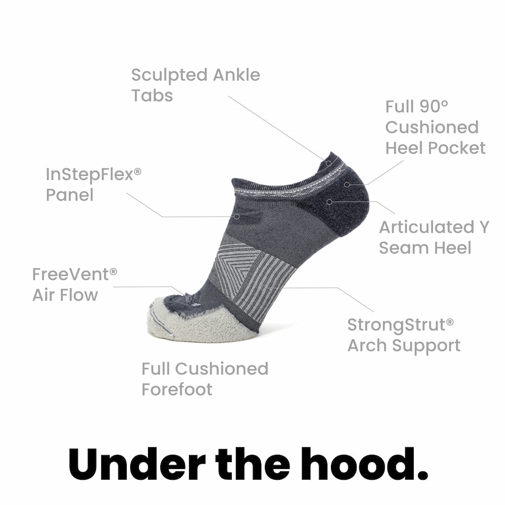 Denim - Run No Show Lightweight Merino Wool Sock