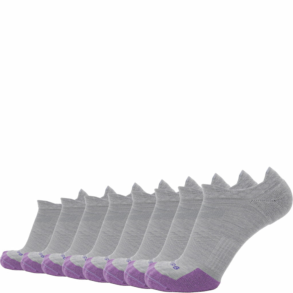 GRIP6 8 Pairs Laurel Run No Show runweight merino wool socks