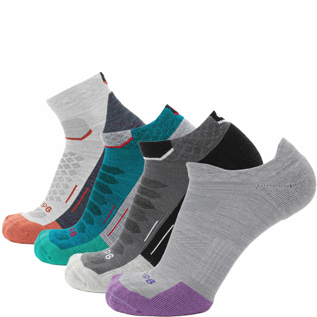 GRIP6 Run Socks bundle — No Show runweight merino wool variety pack