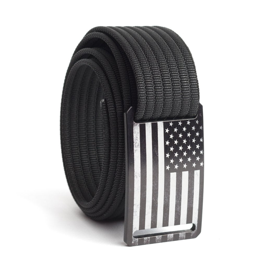 GRIP6 Narrow USA Black Flag Belt with black strap
